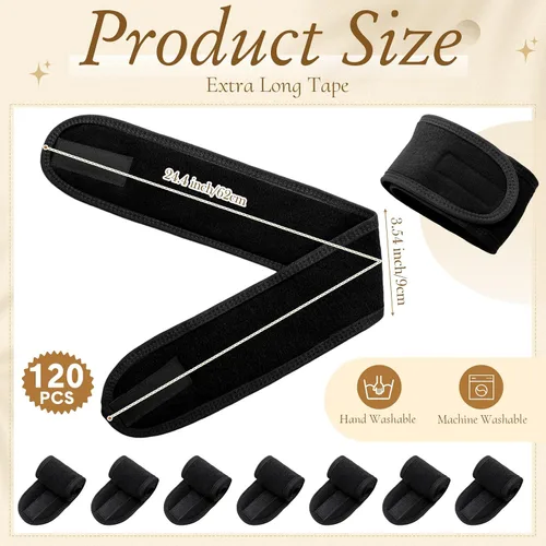 Vista 2 de Tigeen 80 diademas faciales de spa ajustables a granel, para mujeres, niñas, adultos, cuidado de la piel, maquillaje, ducha, lavado de cara (negro)