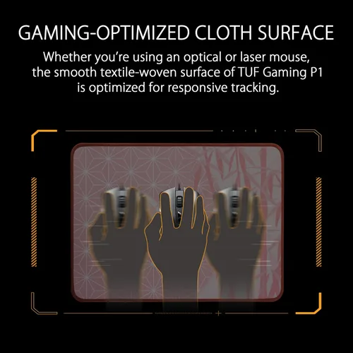 Vista 3 de ASUS TUF Gaming P1 - Alfombrilla de mouse portátil para juegos superficie nano-revestida resistente al agua costuras duraderas antideshilachado