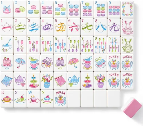 Vista 8 de Soulchen Juego de mahjong americano de fiesta de té rosa de 1.2 pulgadas