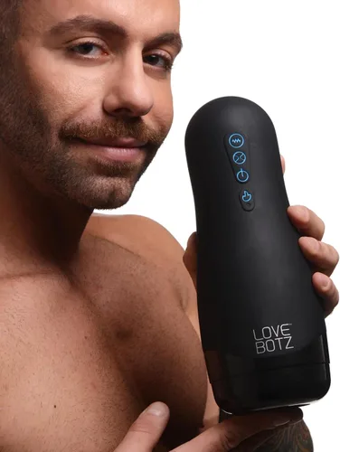 Vista 3 de LoveBotz Auto Milker 15X - Masturbador masculino exprimidor con triple sensación, vibración de calentamiento para apretar, juguete de placer sexual