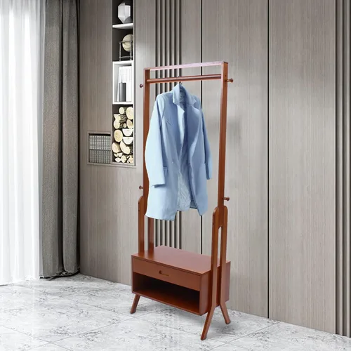 Vista 3 de Perchero de ropa 2 en 1, soporte resistente para colgar ropa con armario de almacenamiento, 4 ganchos, para dormitorios universitarios, campamentos