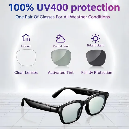 Vista 7 de Gafas inteligentes mejoradas con IA con cámara, video 4K de 8MP