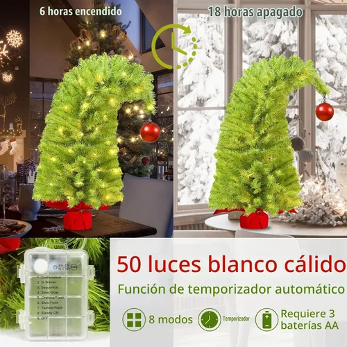 Vista 6 de HMASYO Whimsical Small Tabletop Christmas Tree with Lights and Red Ball, 26.8" Bendable Lime Green Artificial Table Top Christmas Tree for Home