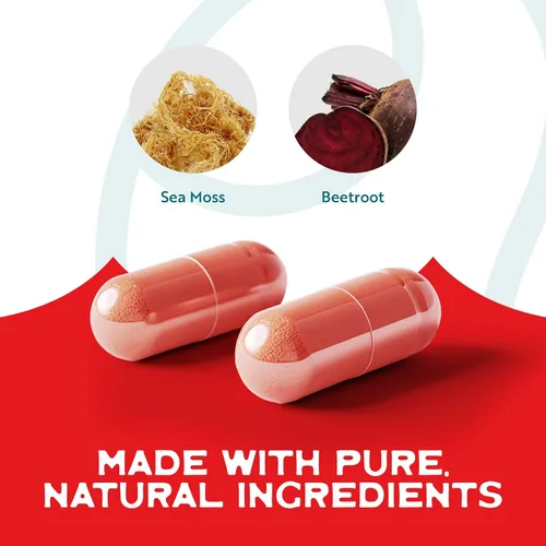 Vista 5 de Herbal Vineyards Musgo marino orgánico silvestre y remolacha 60 cápsulas Apoyo inmunológico, salud digestiva y energía mejorada Apto