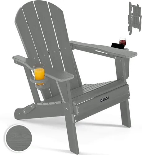 Vista 17 de Sillas Adirondack plegables – Silla Adirondack de plástico con soporte para tazas, sillas para exteriores resistentes a la intemperie