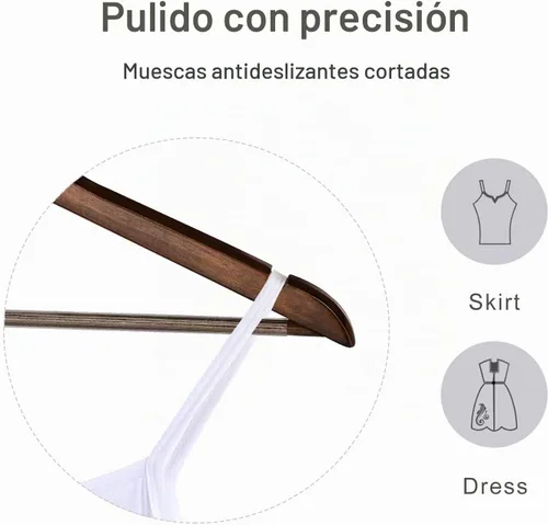 Vista 4 de TOPIA HANGER Perchas de Madera para Abrigos Paquete de 30, Perchas de Madera Vintage para Trajes con Barra Antideslizante para Pantalones, Gancho