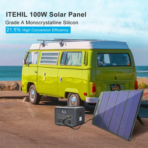 Vista 2 de ITEHIL Panel solar, kits de paneles solares monocristalinos de 100 W y 18 voltios, cargador de panel solar portátil de alta eficiencia, respaldo