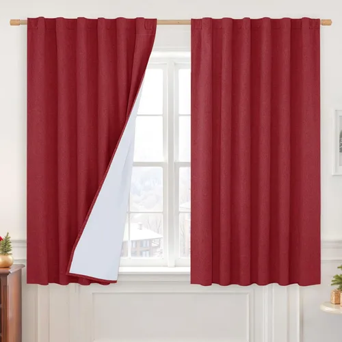 Vista 110 de LAMIT Cortinas opacas cortas de lino de 30 pulgadas para ventanas de cocina sobre el fregadero, cortinas de café texturizadas de lino marfil