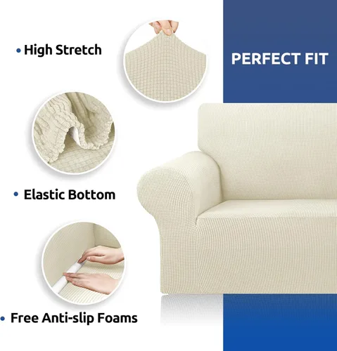 Vista 6 de KEKUOU Funda elástica para sofá biplaza, funda de sofá para sofá de 2 cojines (55-78 pulgadas), protector de muebles con parte inferior elástica