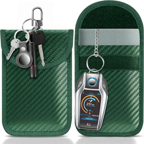Vista 15 de lanpard Bolsa Faraday para Llaves de Coche, Bolsa Faraday, Soporte de Bloqueo de Señal RFID para Coche, Protector de Llavero, Jaula de Llavero Negro