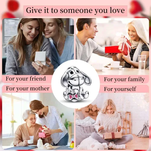 Vista 3 de PAGOGO Jewelry Man - Dijes de animales de dibujos animados de plata de ley 925 con circonita cúbica para mujeres, pulseras y collares, regalo
