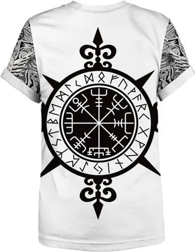 Vista 4 de GLUDEAR Camiseta Vikings para hombre, diseño de mitología nórdica, con estampado 3D