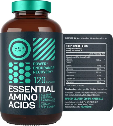 Vista 8 de Suplemento de aminoácidos esenciales – Los 9 EAA con aminoácidos BCAA (leucina, lisina, valina, treonina) – 3,000 mg por porción – Crecimiento