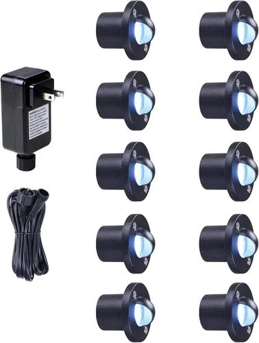 Vista 11 de Yescom, lámpara de escalera de 10 piezas a prueba de agua, lámpara de 7.2 vatios, 12 voltios con adaptador. Voltage Landscape Lighting with
