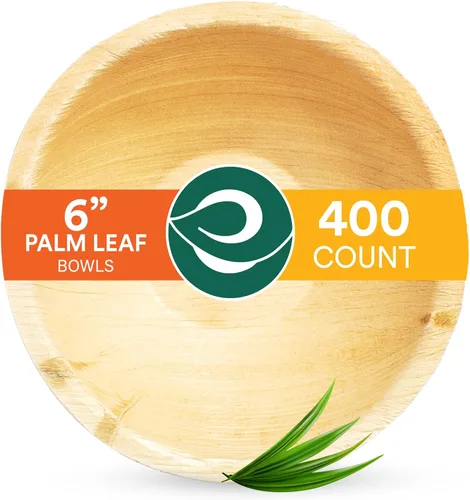Vista 10 de ECO SOUL Cuencos desechables de hoja de palma como bambú, 16 onzas, redondo, paquete de 20 unidades, vajilla biodegradable y compostable para servir