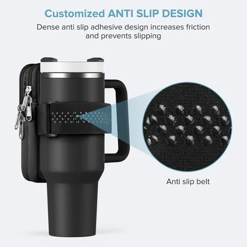 Vista 4 de Bolsa para botella de agua para Stanley Cup de 40 onzas, 30 onzas, bolsa para botella de agua para correr, tarjetas, llaves, teléfono, accesorios
