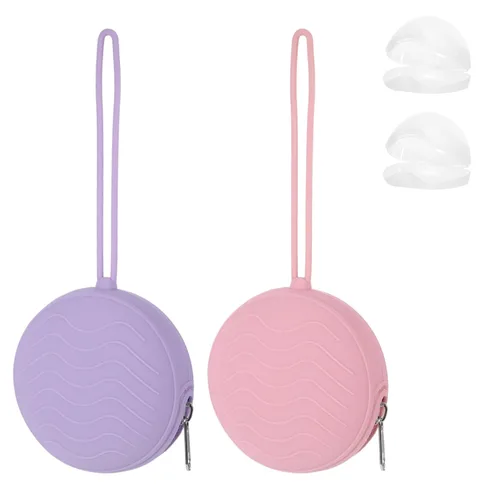 Vista 9 de Juego de 4 fundas para chupetes, 2 bolsas portátiles de silicona con correa suave y 2 cajas de almacenamiento transparentes para bolsa de pañales