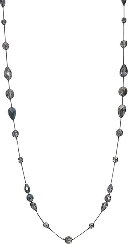 Vista 2 de Collar checo largo y artesanal de plata con cuentas de cristal para mujer