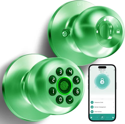 Vista 9 de KLLOQUE Fingerprint Door Lock, Smart Fingerprint Door Knob with Keypad, Biometric Door Lock with App Control, Auto Lock Door Lock with Code, Keyless