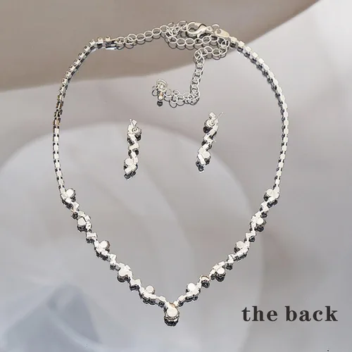 Vista 5 de Tatibana Crystal Wedding Jewelry Set, Silver Necklace Earrings Bracelet Crystal Bridal Wedding Jewelry Sets for Brides Bridesmaid Prom Costume