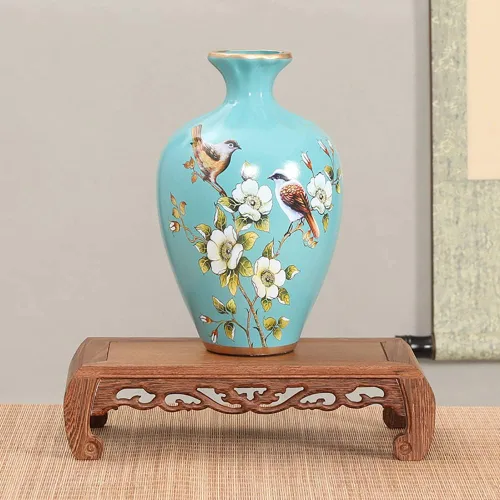 Vista 3 de GOLDY&WENDY Base de madera oriental de ala de pollo, pedestal de palisandro, soporte de pedestal rectangular para esculturas de plantas