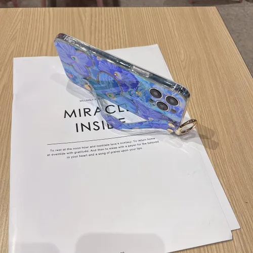 Vista 4 de Funda para iPhone 14 Pro Max con correa para la muñeca, función atril con purpurina de dibujos animados IMD de silicona TPU a prueba de golpes