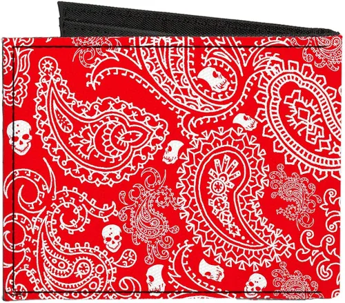 Vista 2 de Buckle-Down - Cartera de lona estándar para hombre diseño de calaveras de cachemira 39 x 31in