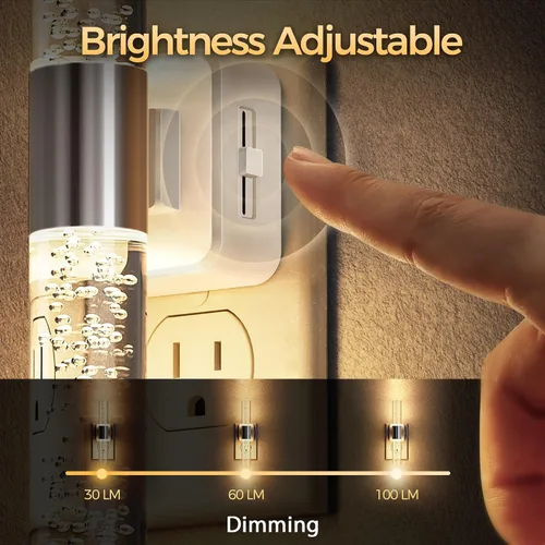 Vista 2 de DORESshop Luz nocturna LED, luces nocturnas giratorias que se enchufan a la pared con sensor de luz automática de 3000 K luz nocturna con brillo