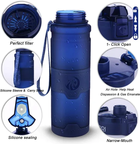 Vista 3 de Botella de agua deportiva Zorri, 400/500/700ml/1L, sin BPA, a prueba de fugas, ligera, botellas Tritan para exteriores, camping, ciclismo, fitness