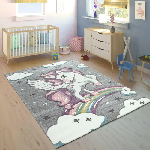 Vista 8 de Paco Home Alfombra infantil para habitación de los niños, unicornio dulce con cielo estrellado, tamaño: 2 pies 8 pulgadas x 4 pies 11 pulgadas, Rosa