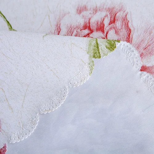 Vista 6 de LIBERECOO Juego de manteles de vinilo floral de alta calidad, mantel de PVC impermeable a prueba de aceite para mesas redondas, uso de alta