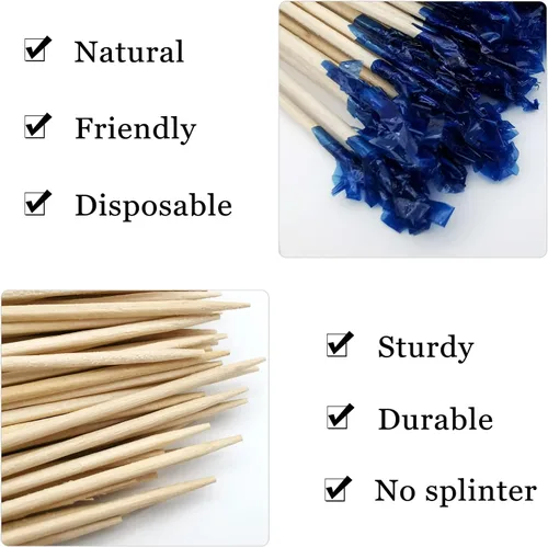 Vista 7 de BLUE TOP Palillos de dientes de madera con volantes de 4 pulgadas, paquete de 1000 palillos de dientes decorativos de madera, palillos de dientes