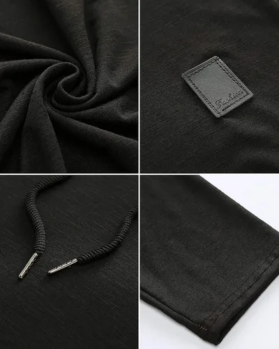 Vista 4 de Lexiart Sudadera deportiva con capucha para hombre, color liso, forro polar