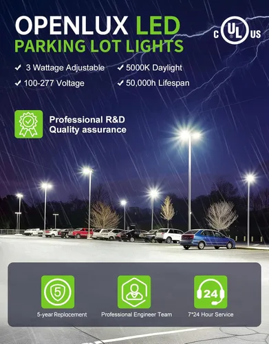 Vista 2 de Luz LED para estacionamiento con certificación UL, 150 W, 120 W, 90 W, ajustable, con fotocélula de 22500 lm, caja de zapatos, luces de inundación