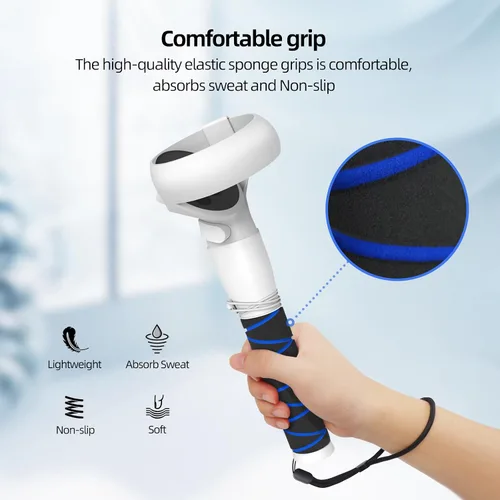 Vista 5 de AMVR Upgraded Handle Attachments Compatible with Oculus Quest 2 Controller Extension Grips, VR Gorilla Tag Long Arms Grips - Beat Saber Handle for