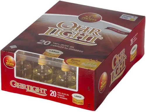 Vista 5 de Velas de aceite de Shabbat - Velas de aceite prellenadas de luces Ohr grandes – Paquete de 20