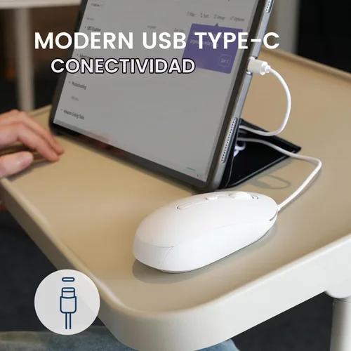 Vista 2 de Perixx PERIMICE-222CW - Mouse óptico con cable USB tipo C, DPI ajustable 1200/1600/2000, clic silencioso, cable de 5.9 pies, compatible