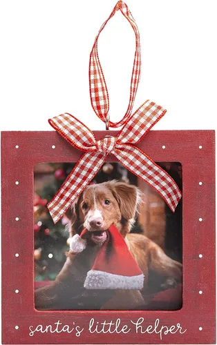 Vista 15 de Kate & Milo Adorno de hueso con estampado de pata de Navidad, recuerdo navideño para mascotas, blanco Pet-Safe Clay, No-Mix or Bake DIY Keepsake