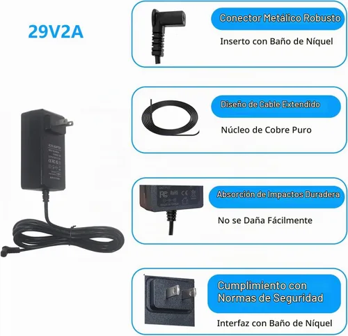 Vista 5 de HUZUM Fuente de alimentación reclinable enchufable de pared, transformador de fuente de alimentación conmutada de 29 V 2 A CA/CC compatible
