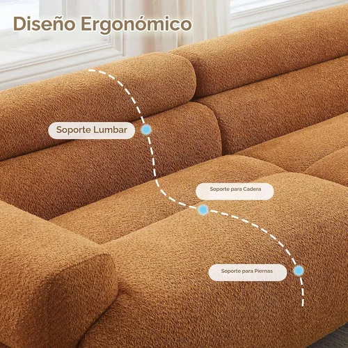 Vista 7 de VANOMi Sofá Loveseat Boucle Cloud de 89", Cómodo Sofá Boucle Tapizado de Asiento Profundo, Sofá Moderno de Mediados de Siglo para Sala de Estar
