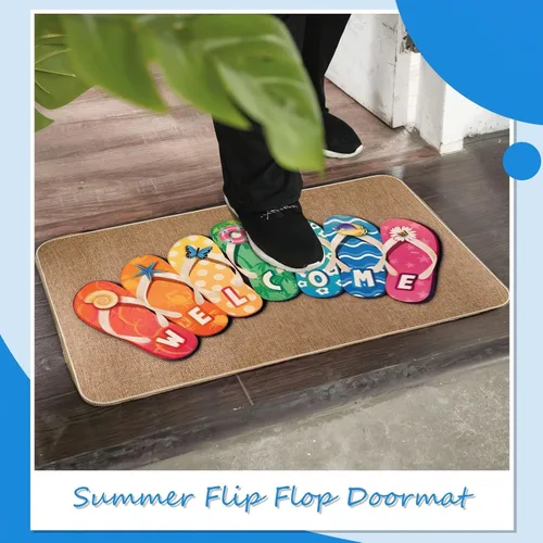 Vista 2 de Tallew Chanclas de verano para puerta, antideslizantes, de goma, para verano, bienvenida, náuticas, para playa, para interiores y exteriores, tapete