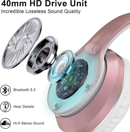 Vista 8 de JOMILIN B9 - Auriculares Bluetooth sobre la oreja, 3 modos de EQ musical y 50 horas de reproducción, auriculares inalámbricos con micrófono, estéreo
