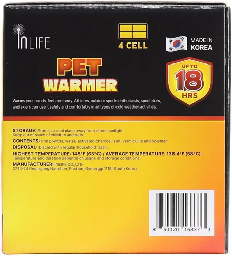 Vista 5 de InLife Súper calentador para perros y gatos Todo natural y seguro, calor rápido instantáneo, calor fácil y cómodo Activado por aire, constante