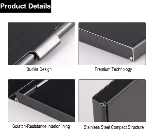 Vista 3 de Tarjetero de metal personalizado para hombres y mujeres, estuche para tarjetas de presentación fotográficas, diseño delgado, tarjetero de bolsillo