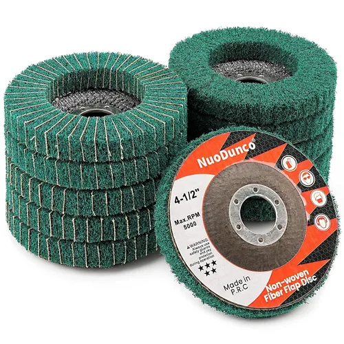 Vista 3 de Disco de pulido de fibra de nailon de 4 1/2 pulgadas para amoladora angular de metal y acero inoxidable, disco de lijado para eliminar óxidos