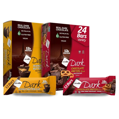 Vista 23 de NuGo Dark, caja variada de muestra, barra de proteínas veganas de 0.47-0.31 onzas, sin gluten, 12 CT