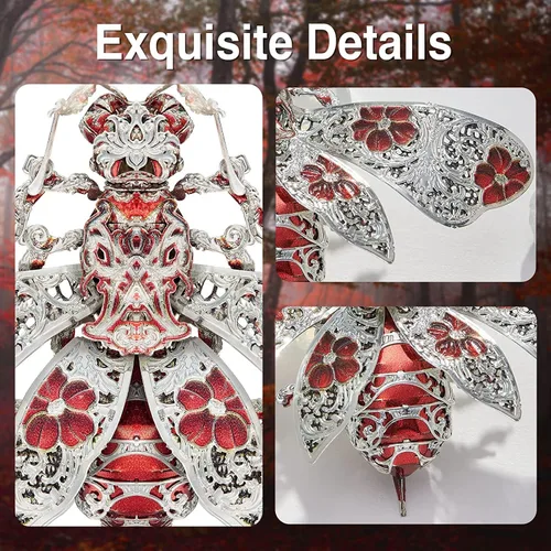 Vista 7 de JOMIOD Rompecabezas de metal 3D, kits de modelos de metal, broche de moda animal con temática de insectos, ensamblaje de rompecabezas 3D