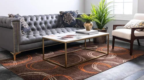 Vista 2 de Unique Loom - Tapete con diseño abstracto, informal, moderno y contemporáneo de la colección otoñal, rectangular de 2 x 3 pies, diseño con círculos