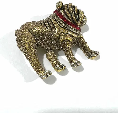 Vista 3 de Broche de cristal de Bulldog inglés Broche de regalo de aniversario Broche de joyería del día de la madre Broche del día de San Valentín Regalo
