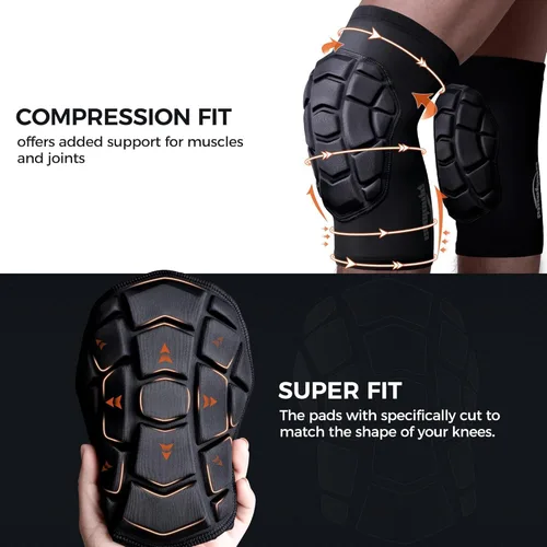 Vista 3 de COOLOMG Rodilleras protectoras para lucha libre, baloncesto, fútbol, voleibol, jóvenes, niños y adultos, rodilleras de compresión, color negro, XS